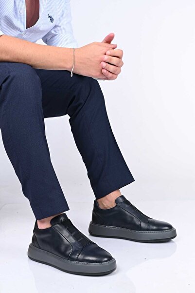 Bestello Laceless Elastic Eva Sole Genuine Leather Sneaker 174-1982 Men's Shoes
