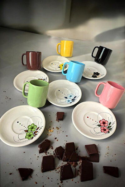 arsimhome 6 Color Digital Printing Porcelain Cup Set, Special Design for 6 Pe...