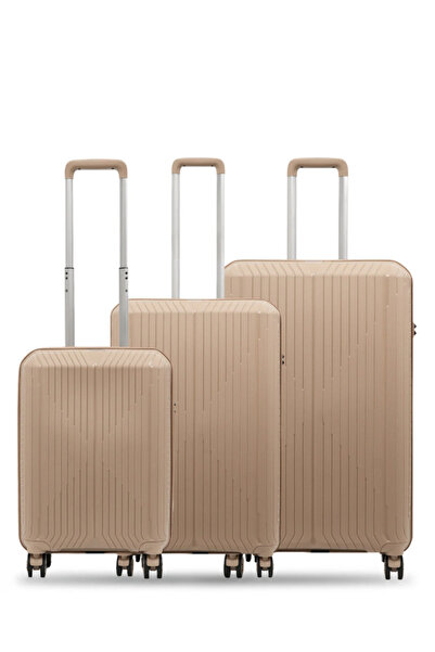 GROUND Dikey Çizgili Sirius 3'lü Set Valiz 10728