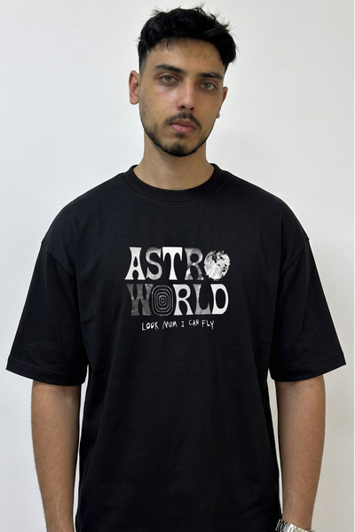 Anetos Astroworld_2 Design Printed Oversize Black T-Shirt
