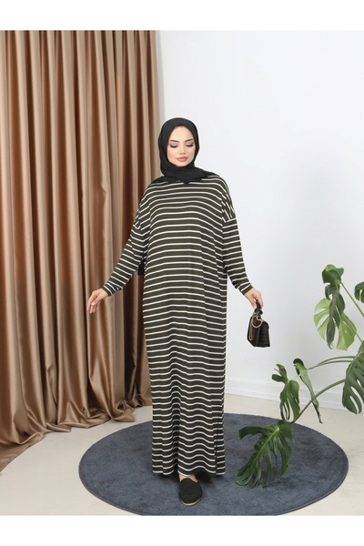 NİSUM MODA Striped Combed Cotton Dress