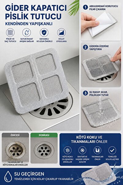 ERYHOME Banyo Mutfak Lavobo Gider Filtresi 5 Adet Haşere Böcek,Koku Önleyici ...