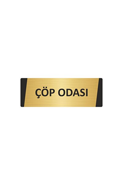 Özarslan Dizayn Trash Room Metal Warning Sign 10X20 cm Gold Color