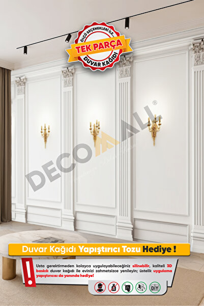 DECOMALL (TV-42) TV Arkası Duvar Kağıdı Tek Parça 3D Çita Mermer Görünümlü Sa...
