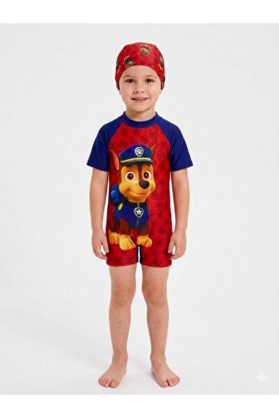 ues Pati Kahraman Printed Boy's Bonnet and Swimsuit Set