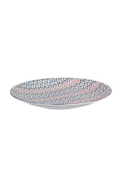 Bizzotto Farfurie decorativă din porțelan alb gri roșu Congo Ø 40,5 cm x 5 h