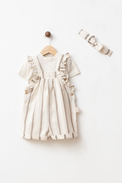 yukobaby bebeğiniz için en doğalı Baby Girl Linen Bandanali Slopet&Badi̇li̇ 3...