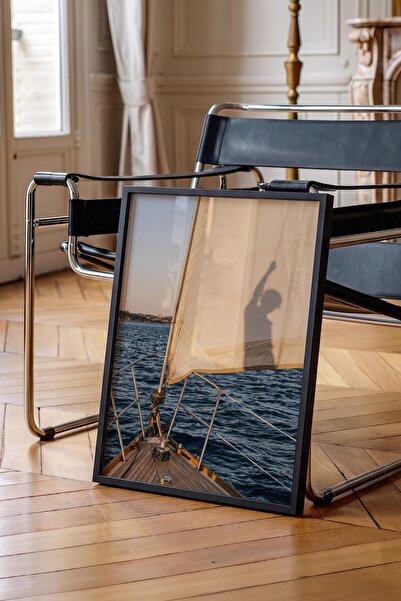 Postifull Sailboat and Sea Poster, Black Framed Poster, Old Money Series, No:...