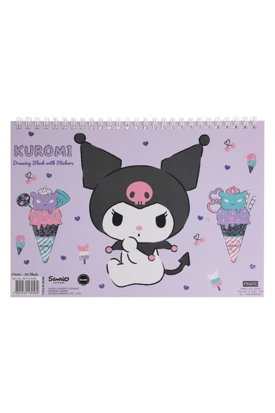 Z Store Bloc de desen Kuromi cu autocolante - B5, 30 de coli