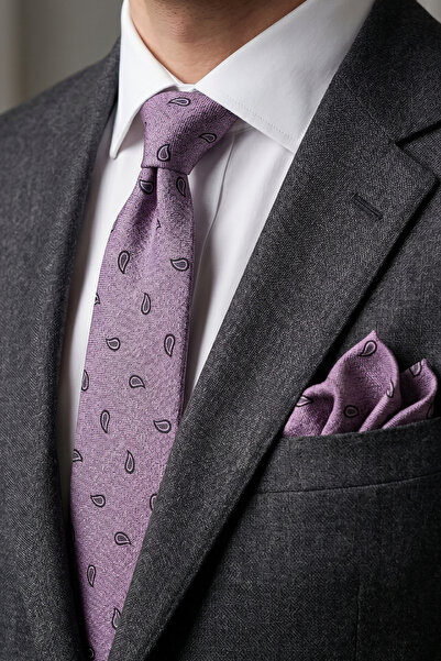 Milleniva Shawl Patterned Pink Tie & Handkerchief