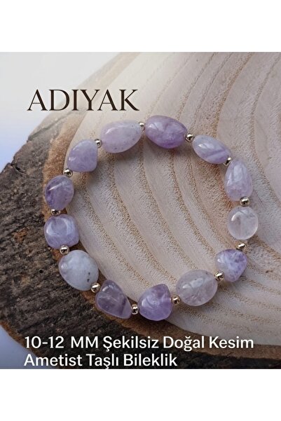 adiyak 10-12 MM Şekilsiz Doğal Kesim Ametist Taşlı Bileklik
