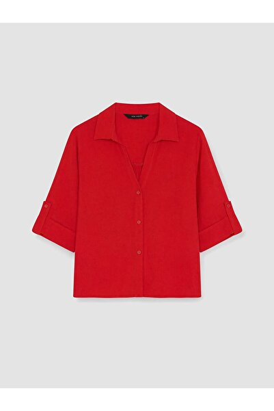LC Waikiki Lcw Vision Red Oversize Women's Shirt
