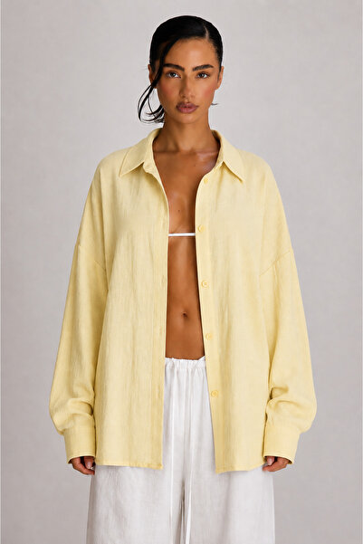 Tarz Cool Women's Oversize Linen Shirt – Lightly Textured Summer Comfortable ...