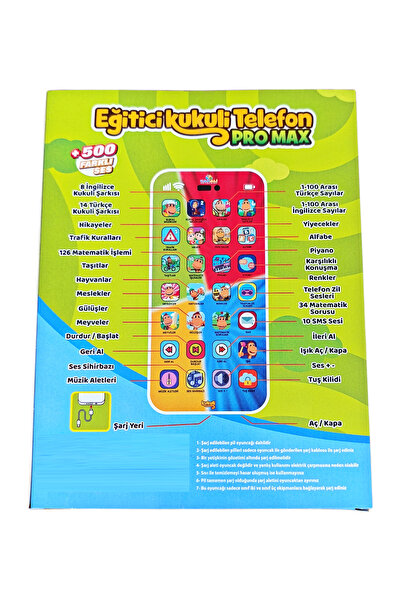 Brother Toys Şarjlı Kukuli Telefon Pro Max Dokunmatik 500+ Fonksiyonlu Türkçe Sesli Işıklı Müzikli Lisanslı