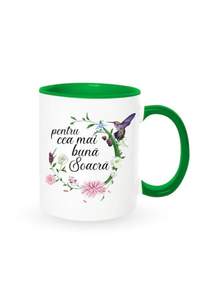 OEM Cană cu mesaj: Pentru cea mai bună soacră, Betaprint, albă cu interior ve...