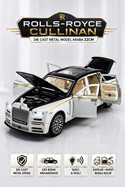 YILDIRIM OYUNCAK Rolls-Royce Die Cast Metal Model Araba 22cm – 1:24 Ölçek, Çe...