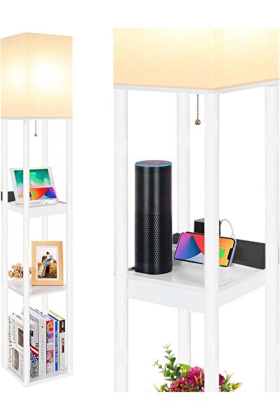 RATSAW Floor Lamp with Shelves for Living Room, USB/Type-C Ports, 3 CCT LED B...