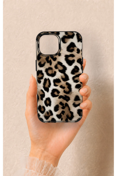 Vip Case iPhone 15 Uyumlu Leopar Derisi Desenli Silikon Kılıf