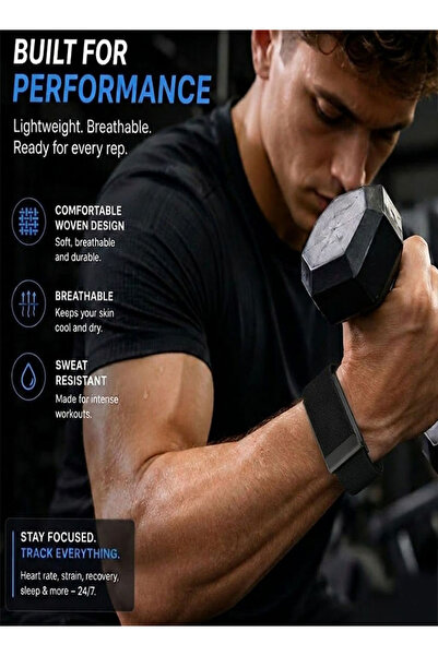 Margoun Whoop 5.0 Nylon Band, Adjustable Stretch Sport Band Replacement with Secure Quick-Clip Hardware, Breathable Athletic Wristband for Men and Women - Black with Black Holder