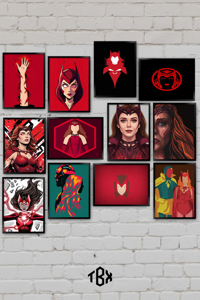 tablomaxtbx 12 Parça WandaVision Marvel Dizi Scarlet Witch Vision Dekoratif M...