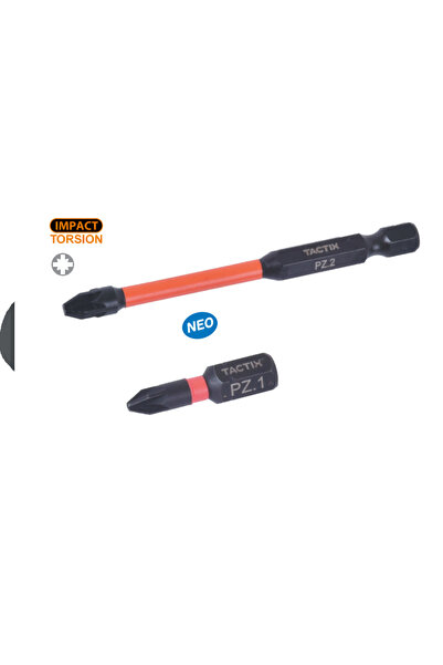 Tactix 455202 Μύτες σταυρού POZIDRIV IMPACT TORSION PZ2 × 25 mm 3 τεμ