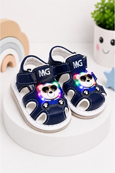 HANNA Sandale bleumarin cu luminite, talpa flexibila - Ursulet cool