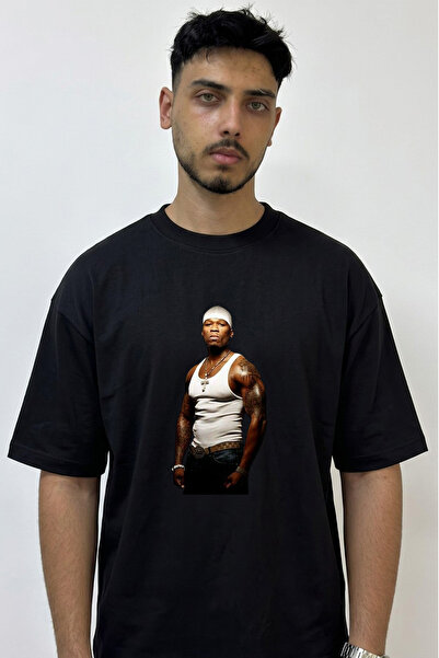 Anetos 50 Cent_61 Dizajn Tiskana Oversize Crna Majica