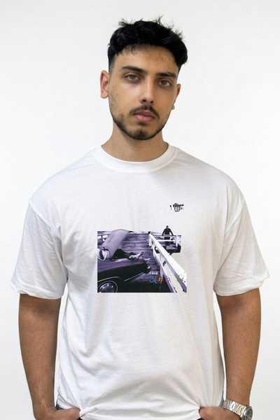 Anetos Slim Shady_8 Σχέδιο με στάμπα, λευκό μπλουζάκι oversized