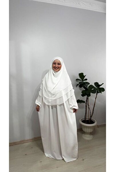 Hijab hayal takım medine ipeği elbise 3 katlı oval sufle