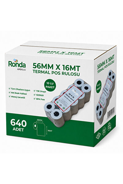 Odaco 56x16 Termal Rulo Yazarkasa POS Rulosu 640 Adet