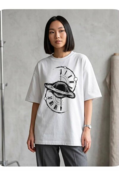 DİVİN Unisex New Season Modern Printed Fabric Oversized Tshirt