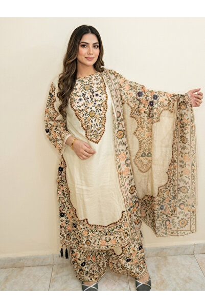 MYSMAR Beige Printed Lawn Kurta Set - AFK9059 | Beige