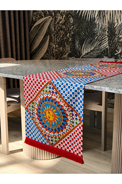 Skhome Colorful Sun Modern Decorative Printed Fringed Runner 1 Piece 40X140Cm...