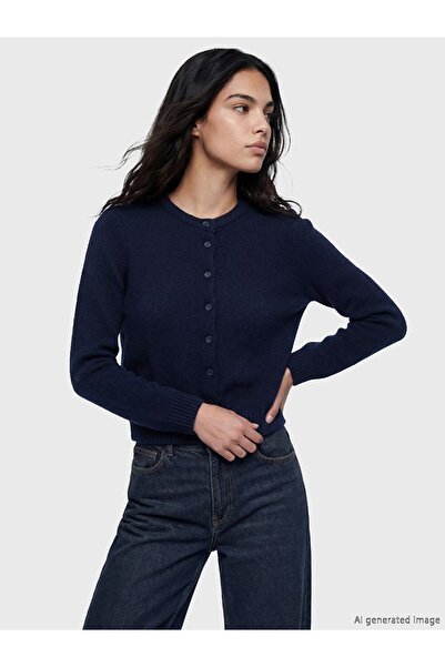 LC Waikiki Lcw Vision Navy Blue Crew Neck Women's Knitwear Cardigan