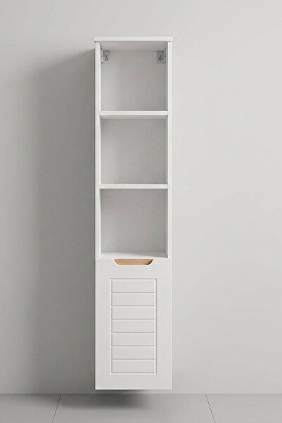 ERTEKPA Zenit Modern Banyo Boy Dolabı - 140 cm Beyaz Mdf Lam, Membran Kapak, ...