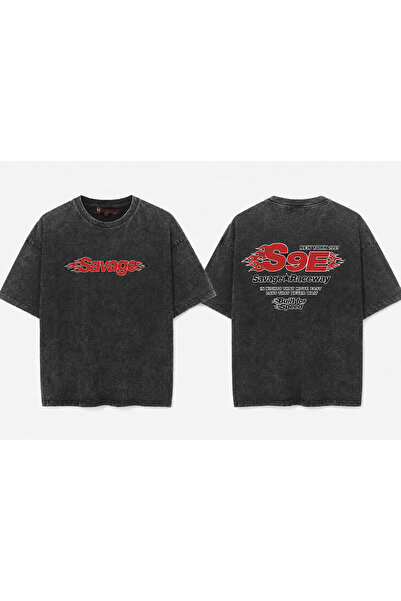 dompulerimoda Savage Printed Oversize Unisex Vintage Streetwear Graphic Washe...