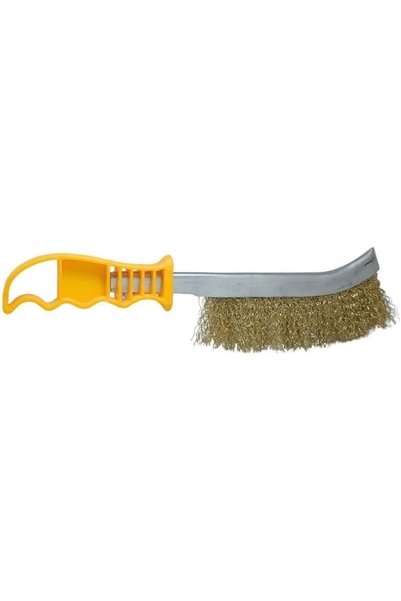 Generic Brand Plastic Handle Wire Brush, Brass Wire, Yellow Handle, for Cleaning Rust and Dirt 414149