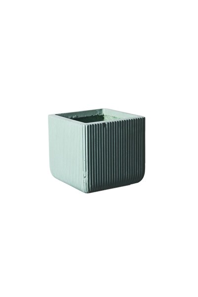 SUPERGREENS Γλάστρα Πήλινη Τετράγωνη ''Stripe'' Μέντα L 37x37x33 εκ.