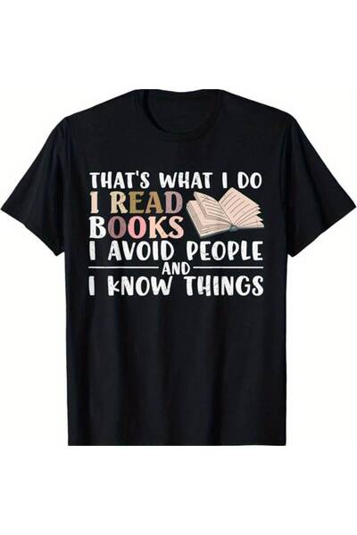 NOURAM تي شيرت رجالي بطباعة "That's What Do I Read Books" باللون الأسود مع نص...