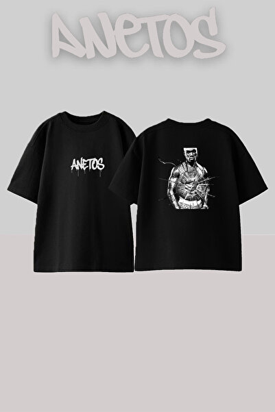 Anetos 50 Cent_34 dizajn, štampana unisex majica prevelikog kroja, crna