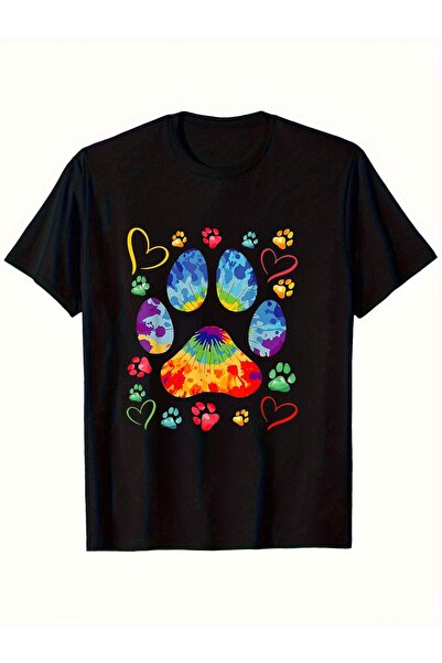 17 seramik Men 100 Gsm Strap Dyed Dog Claw And Rainbow Love Printed T-Shirt, ...