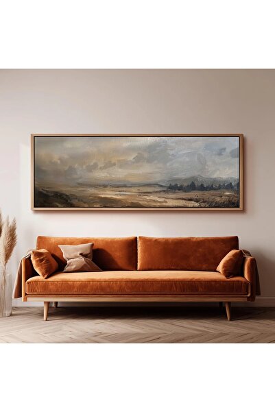 dekorodam Ahşap Çerçeveli Panoramik Oturma Odası Salon Tablosu