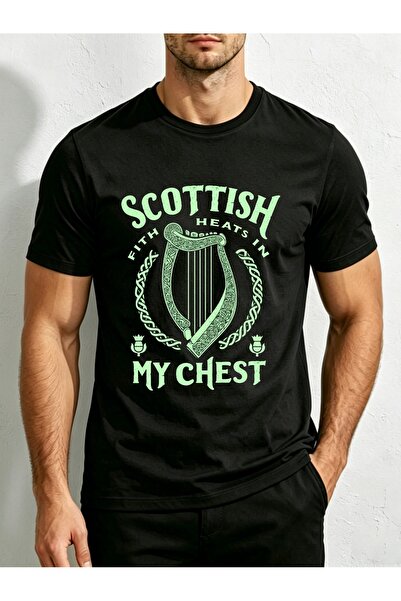STITCHLY Style, Men's T-Shirt, Celtic Harp Text Design, Casual Wear Spring An...