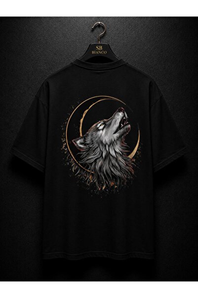 SB BİANCO Lunar Wolf Wolf Printed Oversize Unisex Premium T-Shirt