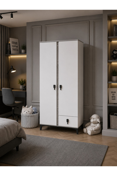 Moonra Home 2 Kapaklı Genç Odası Gardırop Çocuk Odası Dolabı