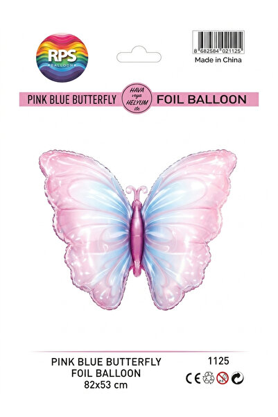 AvcıParti Pembe-Mavi Kelebek Folyo Balon 82-53 cm