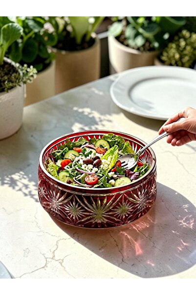 AYZ HOME Starry Crystal Cutting Bowl 24 cm Handmade / Luxury Salad Presentati...