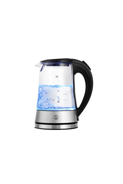 ALSAIF Electric Kettle Glass 1.7 Liters 2200W Silver and Black Model S7098