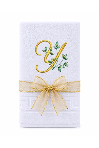 Ingift Prosop Brodat Personalizat cu Initiala Y, 100% Bumbac, 50 x 90 cm, 500...