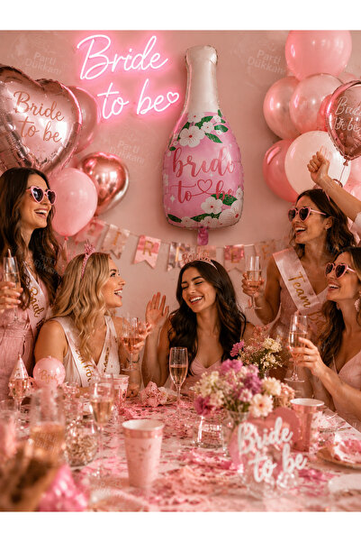 Parti Dükkanı Bride To Be Şişe Folyo Balon 104x48 cm Helyum Uyumlu Pembe Beka...